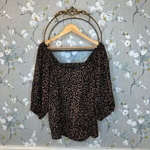 Scoop Black with Brown Polka Dot Blouse - Size L
